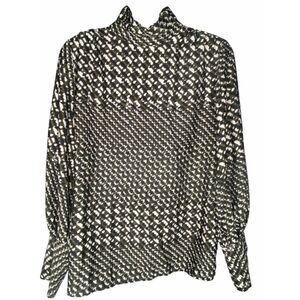 Women's Balloon Long Sleeve Blouse -Who What Wear size small old money green/blk